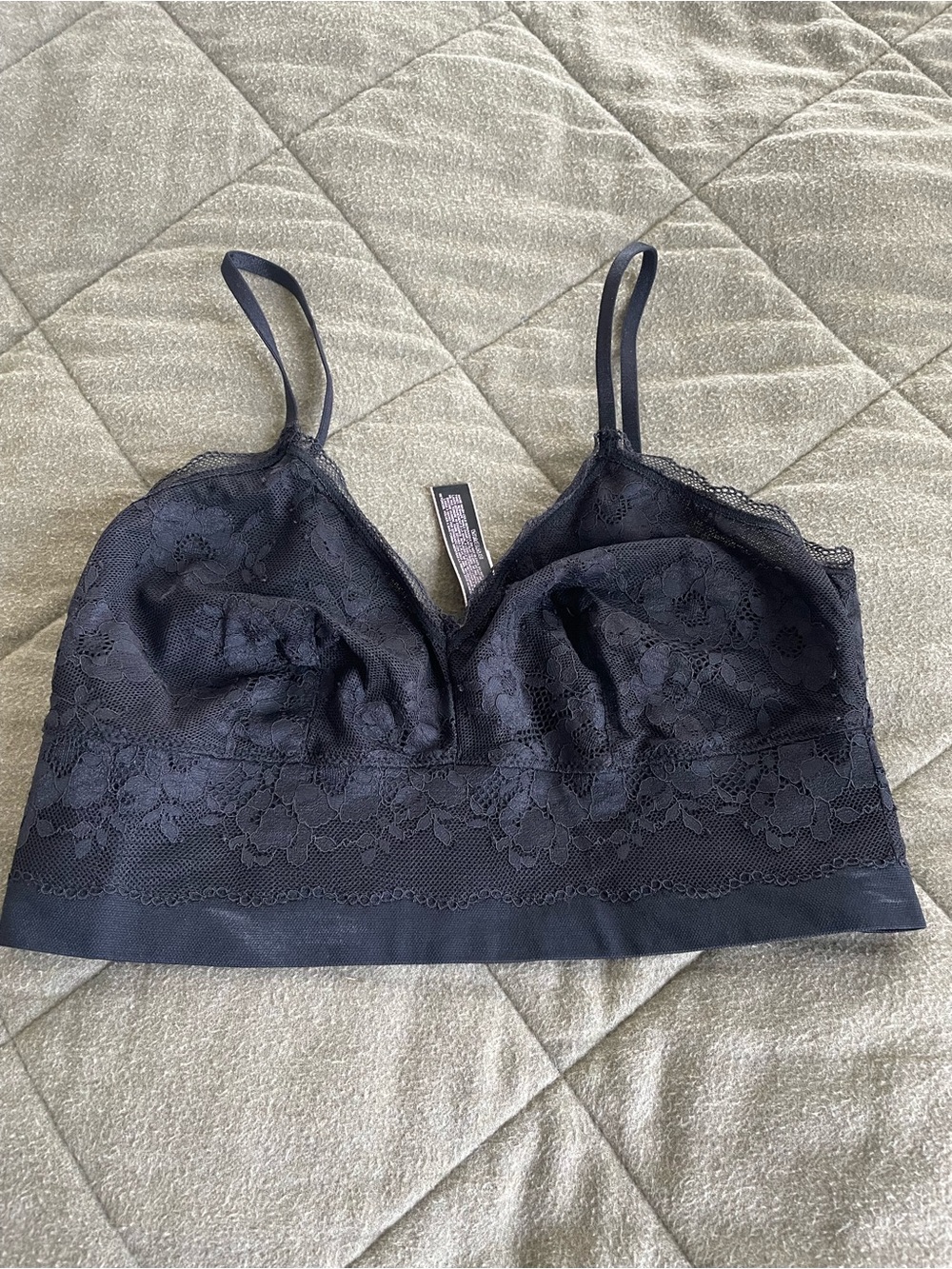 Victoria's Secret Black Floral Lace Longline Bralette Size M